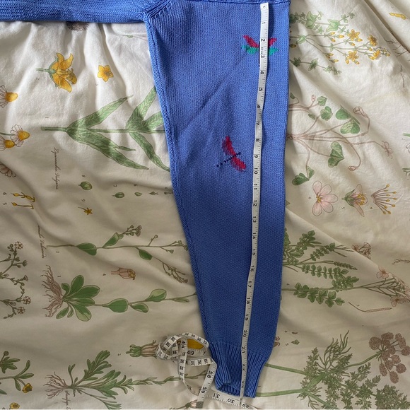 Vintage cotton blue dragonfly sweater jumper - Picture 14 of 16